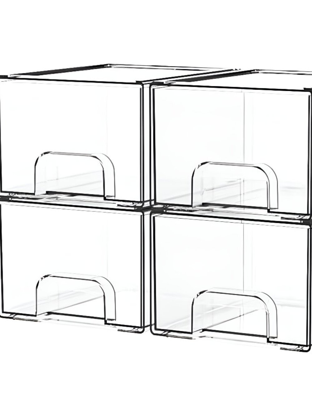 4 Pack Clear Stackable Storage Drawers,4.4'' Tall Acrylic Drawer
